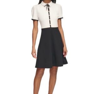 Flattering Karl Lagerfeld Contrast Black and White Mini Dress Peter Pan Collar